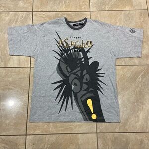 Men’s No Boundaries Vintage Y2K Skate Tee Big Print 2 Sided Gray Size Large